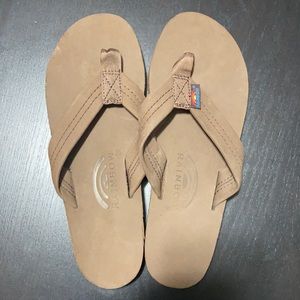 Rainbow leather flip flops size 7